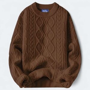 Aelfric Eden Oversized 90s Cable Knit Sweater Brown Small